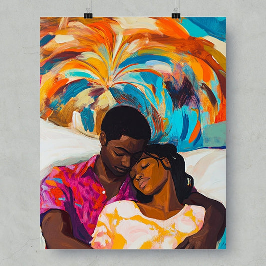 Embracing Love Captured in Paint Beautiful Poster - Zion Threadz