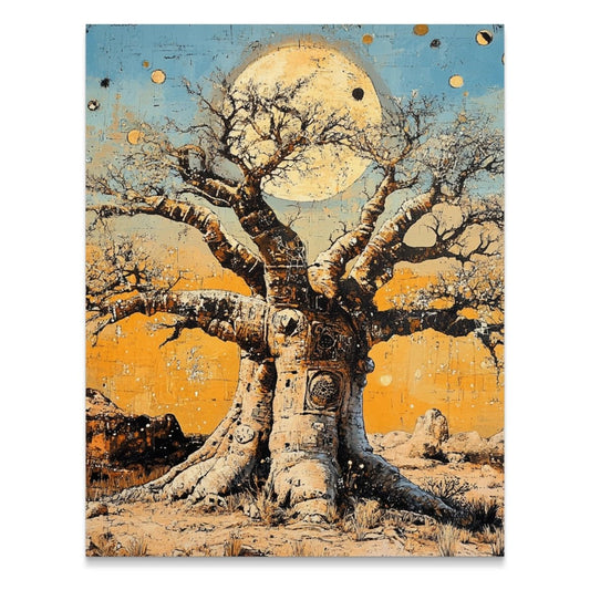 Enchanted Baobab Tree Under the Moon Decorative Poster - Zion Threadz