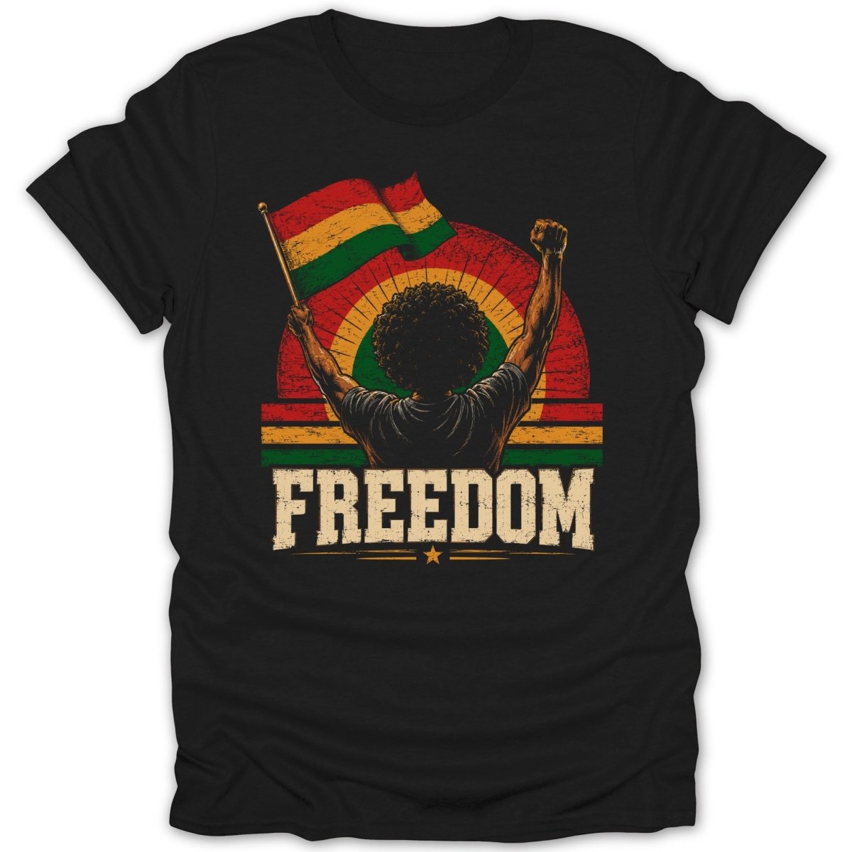 Juneteenth Freedom Raised Flag Tee - Zion Threadz