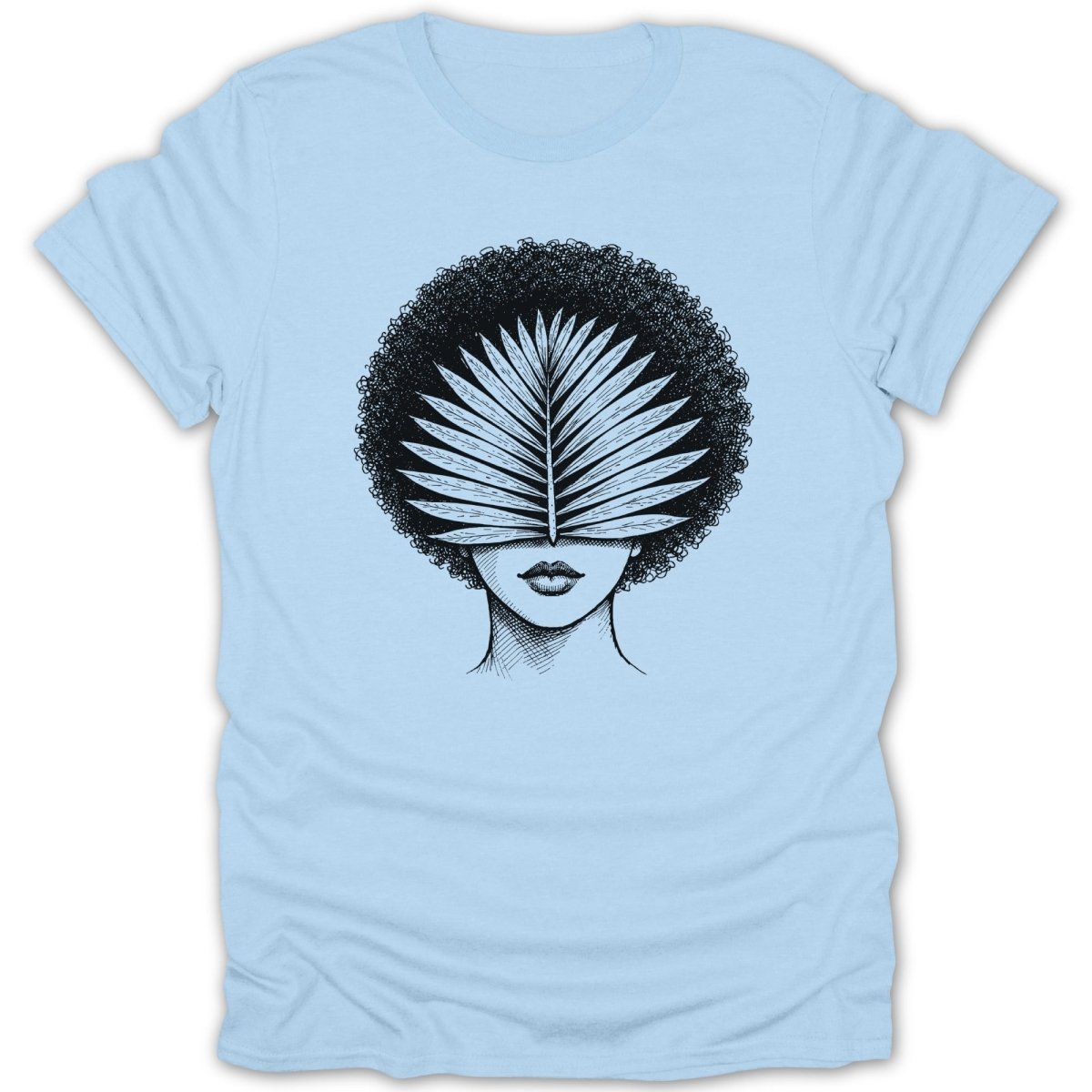 Afro Woman Palm Leaf Tee - Zion Threadz