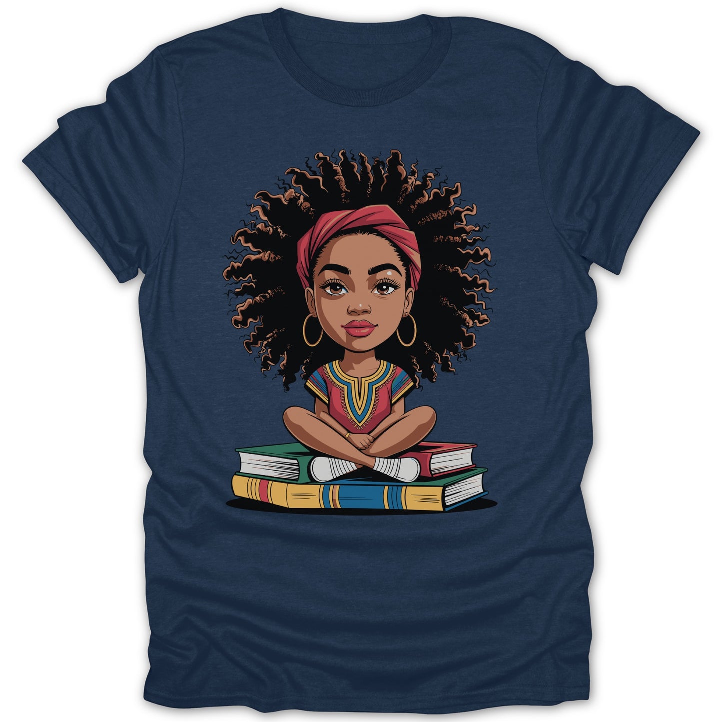 Adorable Child Sitting on Books Graphic Tee