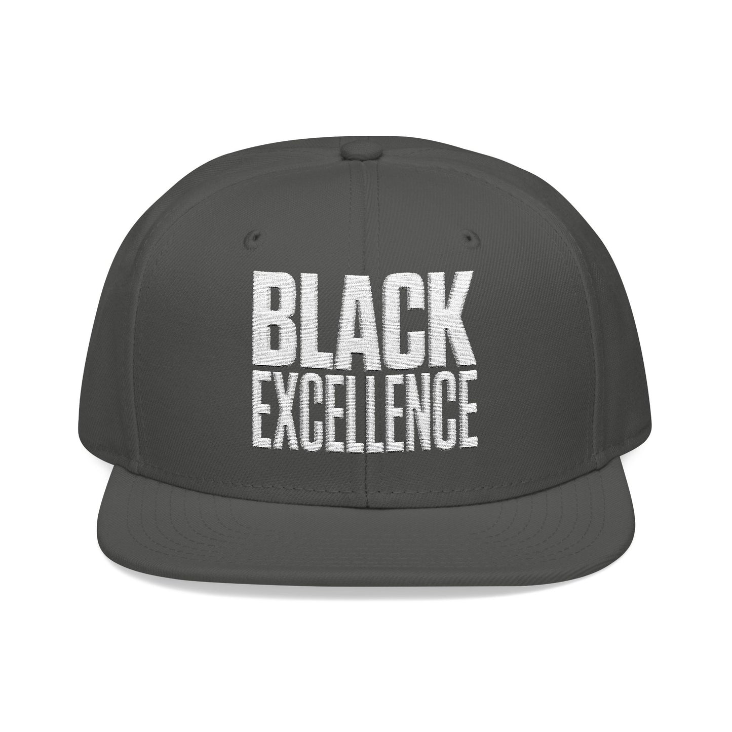 Dark gray snapback hat with white "BLACK EXCELLENCE" text.