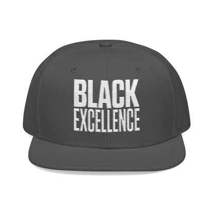 Dark gray snapback hat with white "BLACK EXCELLENCE" text.