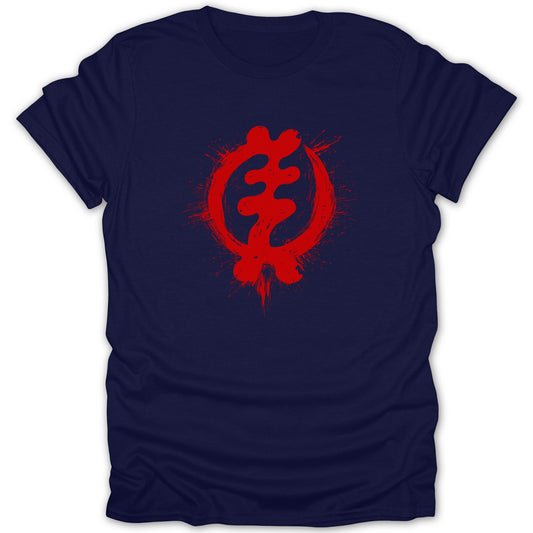 Navy Red Gye Nyame Adinkra Symbol Splatter T-shirt