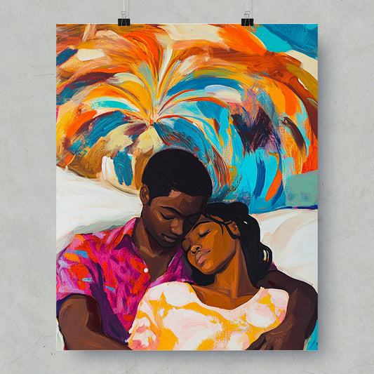 Colorful Abstract Art of Couple in Love Wall Art product type