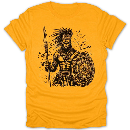Tribal Warrior With Spear And Shield Tee - Zion Threadz