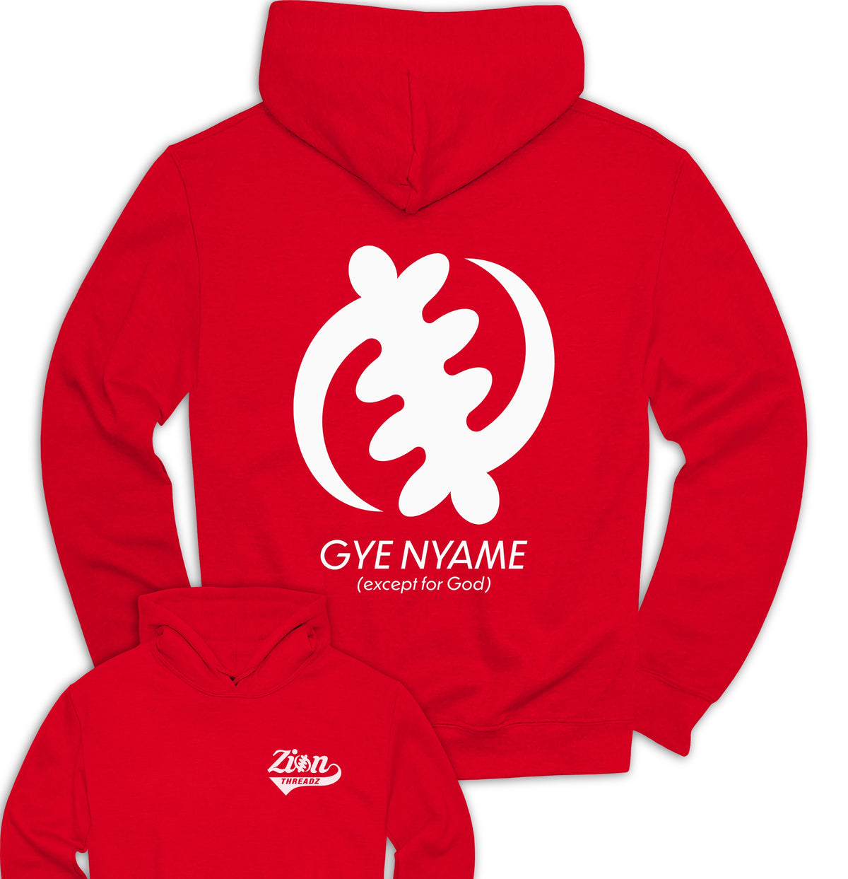 Red Hoodie Gye Nyame Design with Unique Graphic