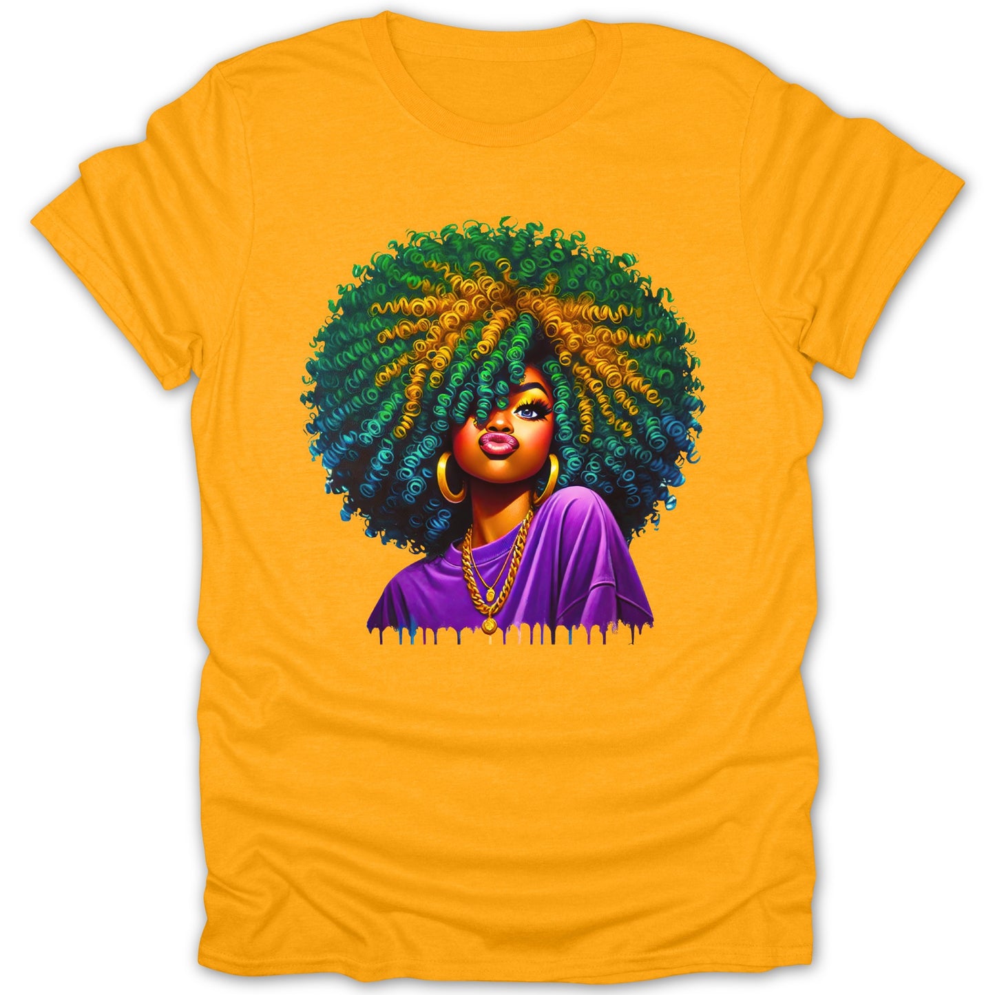 Vibrant Artistic Design T-Shirt with Colorful Afro product type