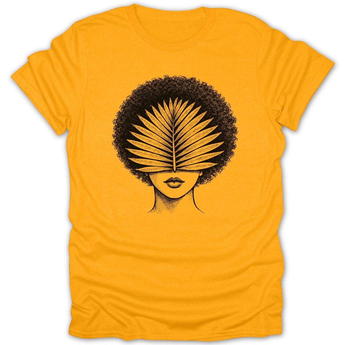 Afro Woman Palm Leaf Tee - Zion Threadz