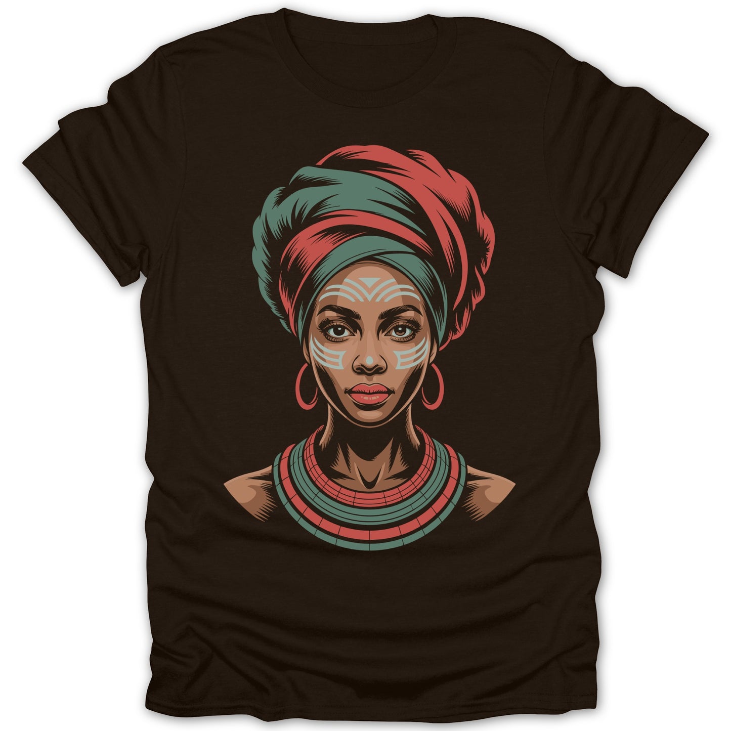Striking Woman in Traditional Headwrap Graphic Tee