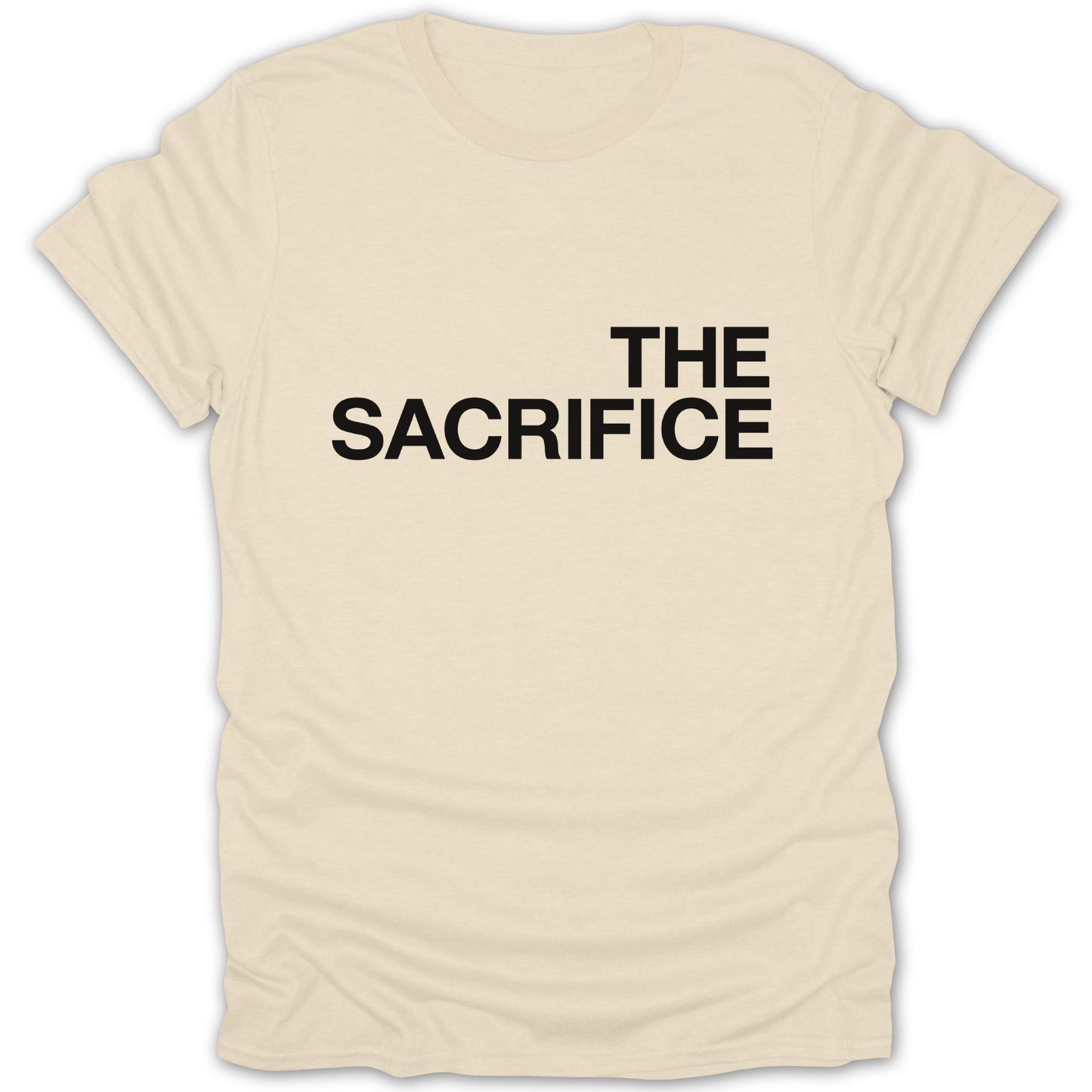 Bold Beige T-Shirt with THE SACRIFICE Text Shirt