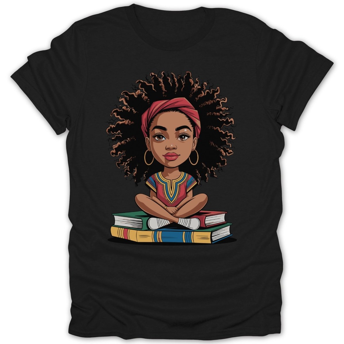 Girl Reading Atop Books Tee - Zion Threadz