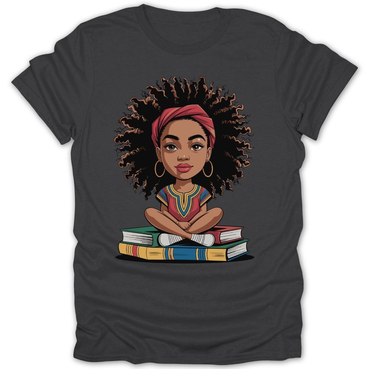 Girl Reading Atop Books Tee - Zion Threadz