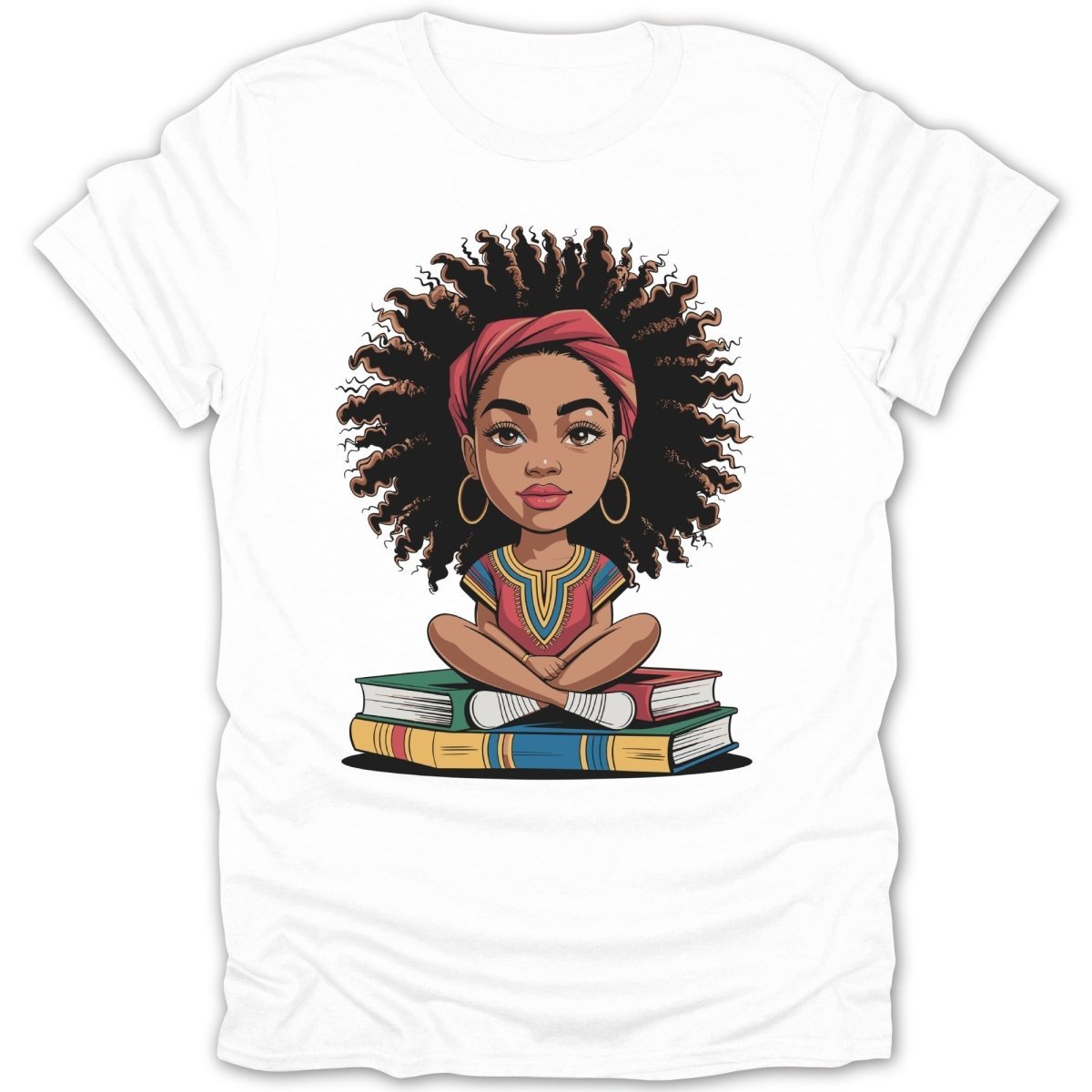 Girl Reading Atop Books Tee - Zion Threadz