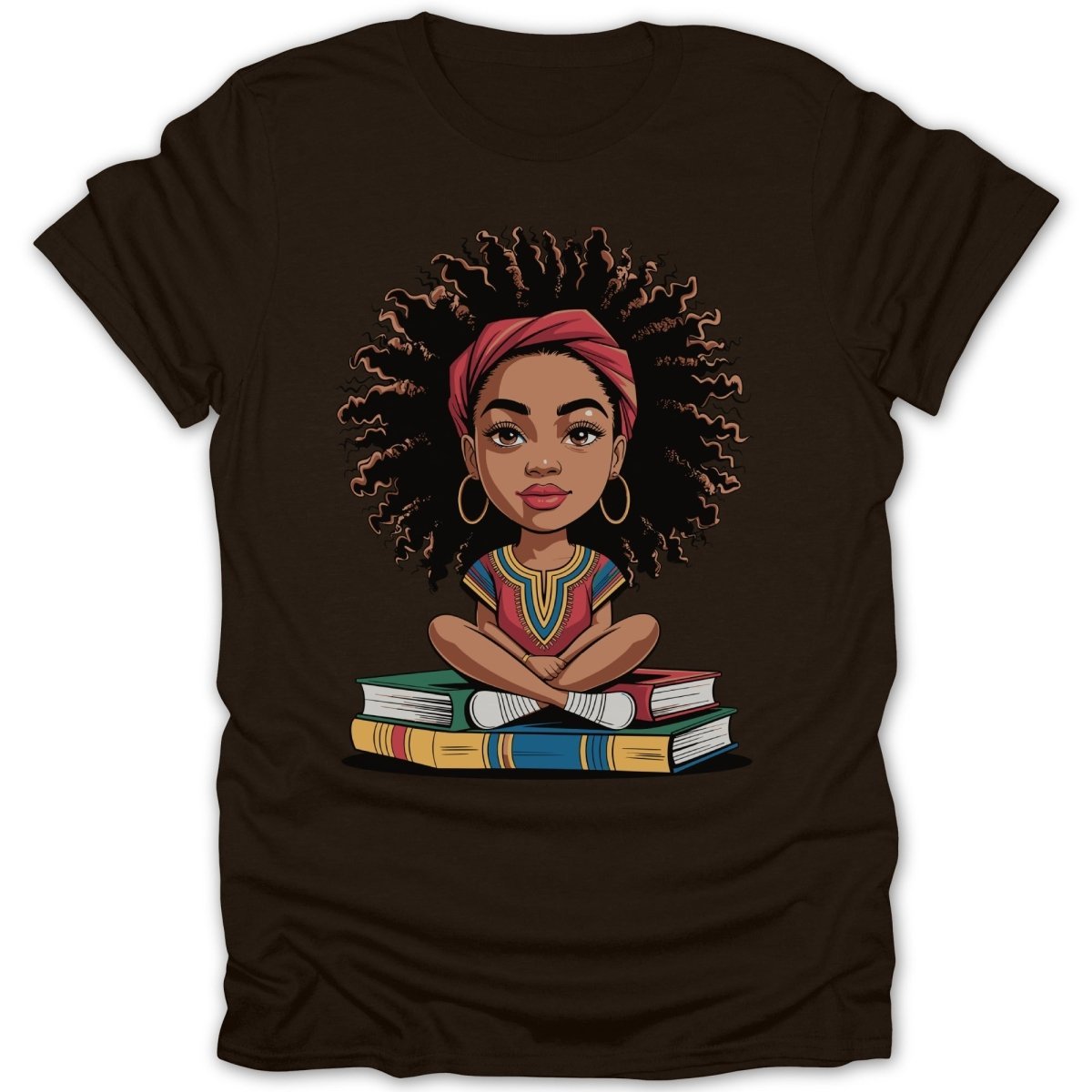 Girl Reading Atop Books Tee - Zion Threadz