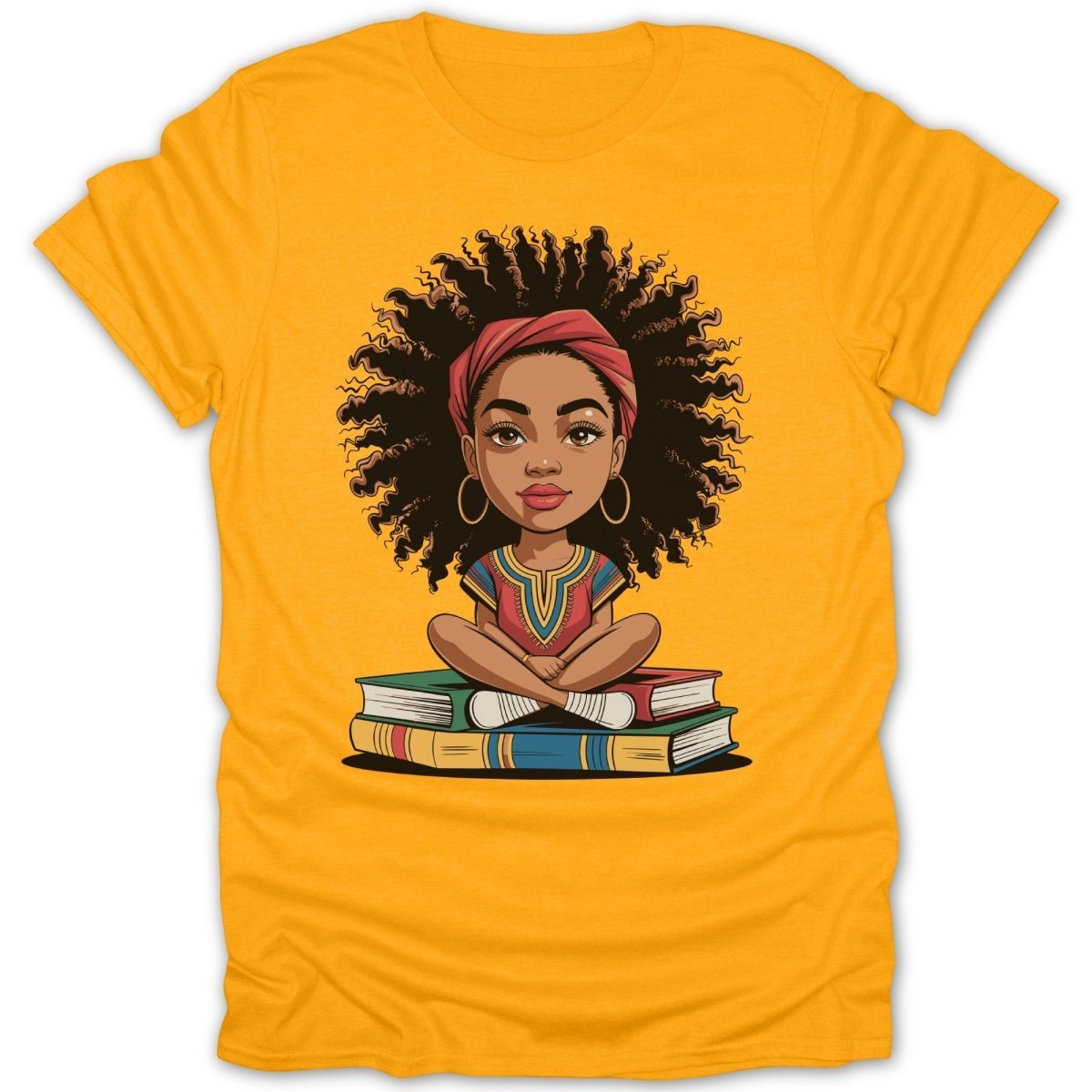 Girl Reading Atop Books Tee - Zion Threadz