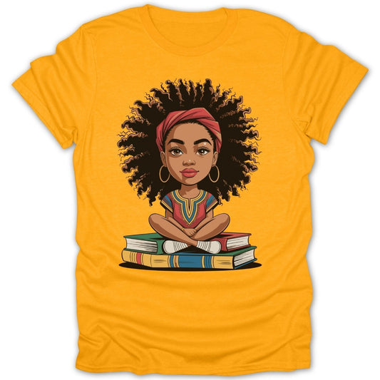 Girl Reading Atop Books Tee - Zion Threadz
