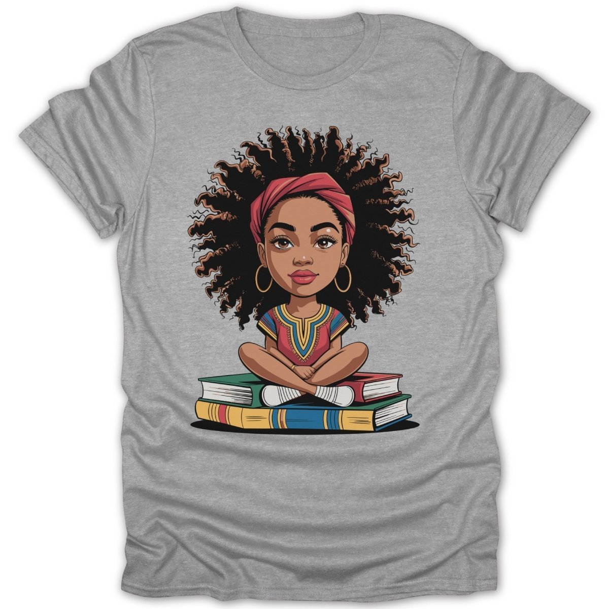 Girl Reading Atop Books Tee - Zion Threadz