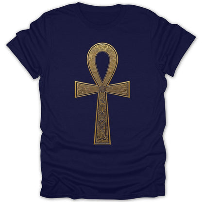 Golden Hieroglyphic Egyptian Ankh Tee - Zion Threadz
