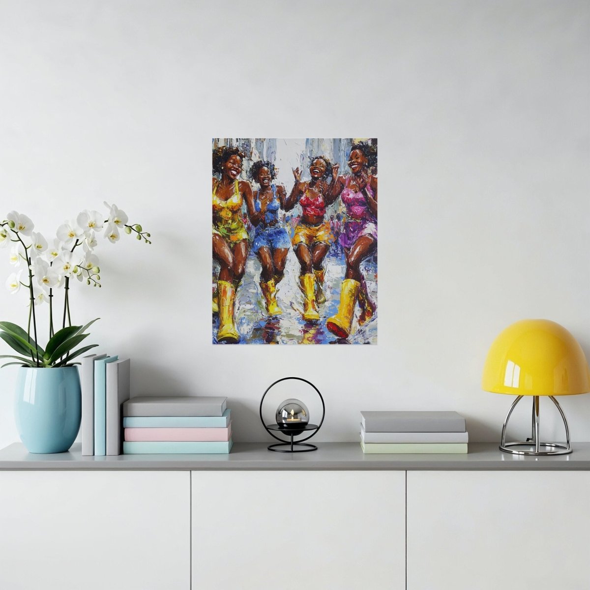 Joyful Girls in Boots Abstract Impression Poster - Zion Threadz