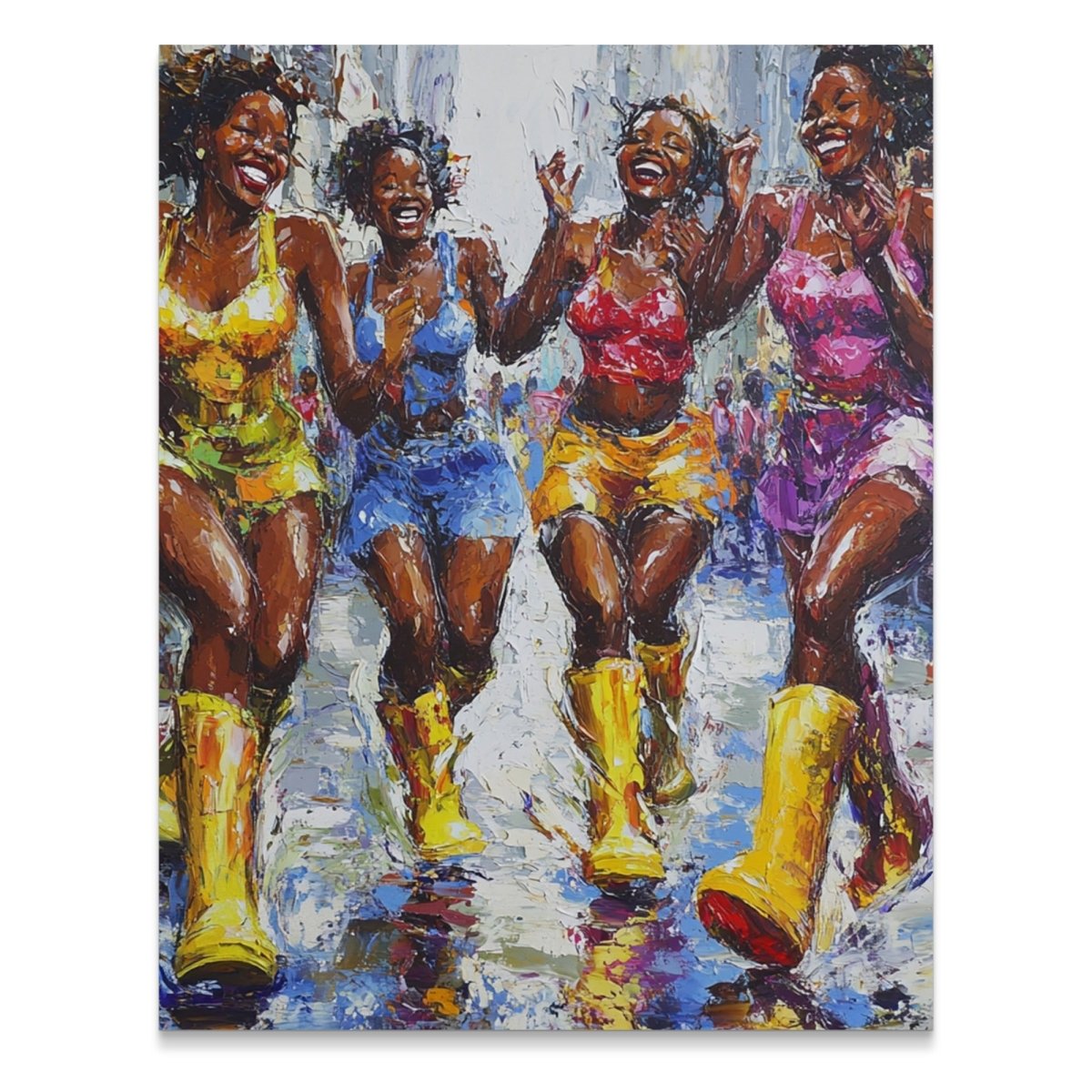 Joyful Girls in Boots Abstract Impression Poster - Zion Threadz
