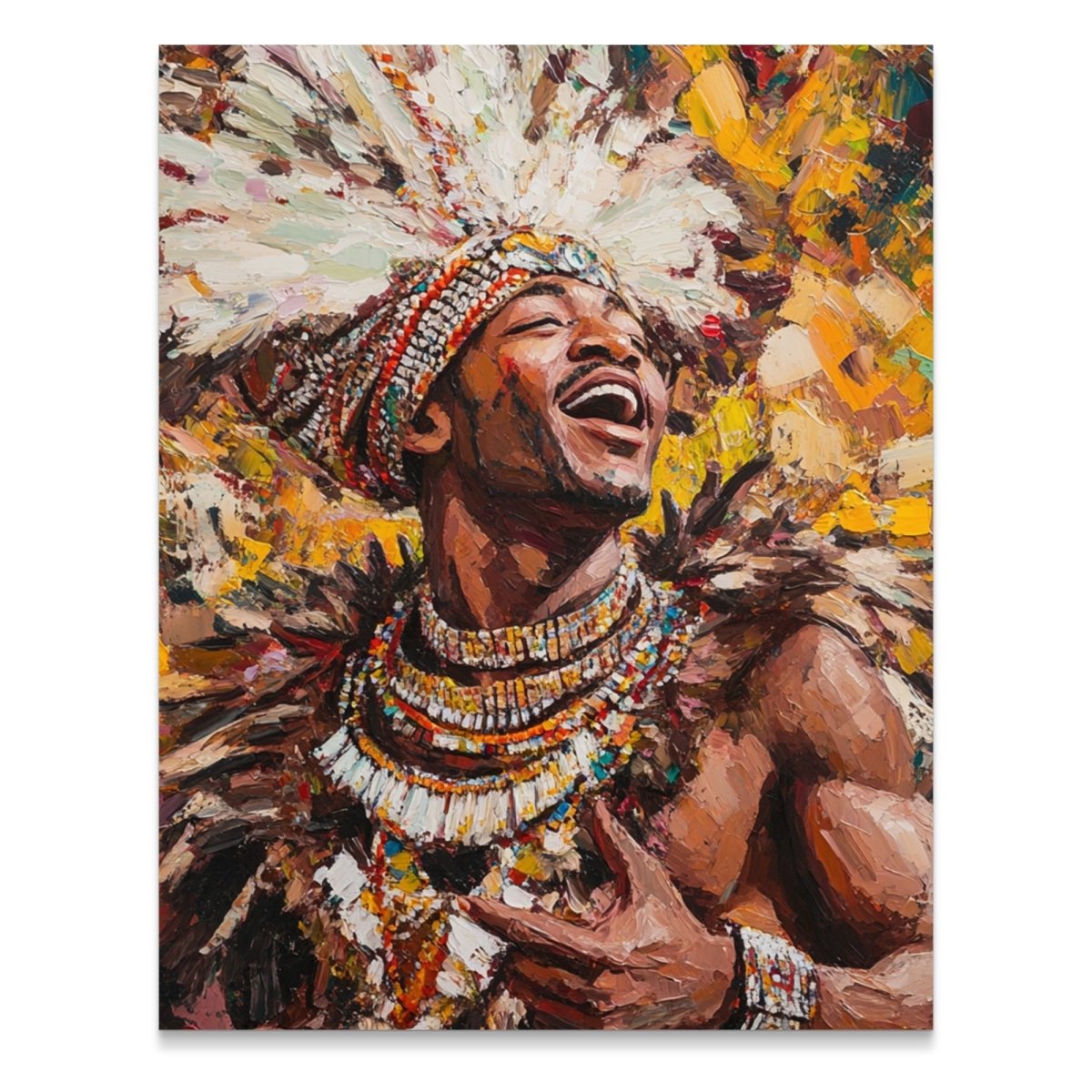 Joyful Tribal Celebration Portrait Colorful Expression Poster - Zion Threadz
