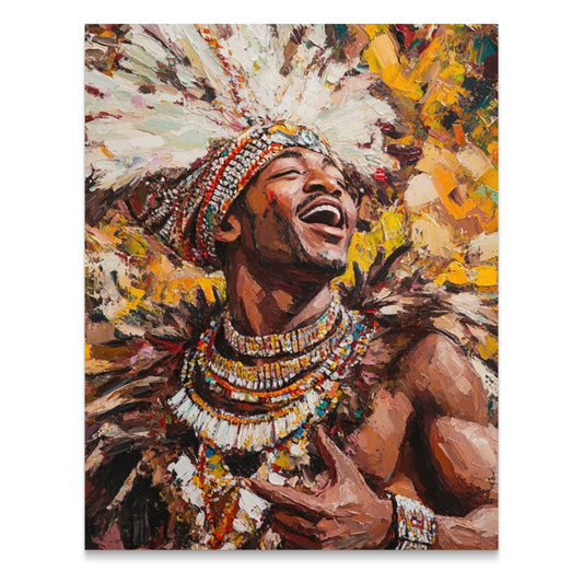 Joyful Tribal Celebration Portrait Colorful Expression Poster - Zion Threadz
