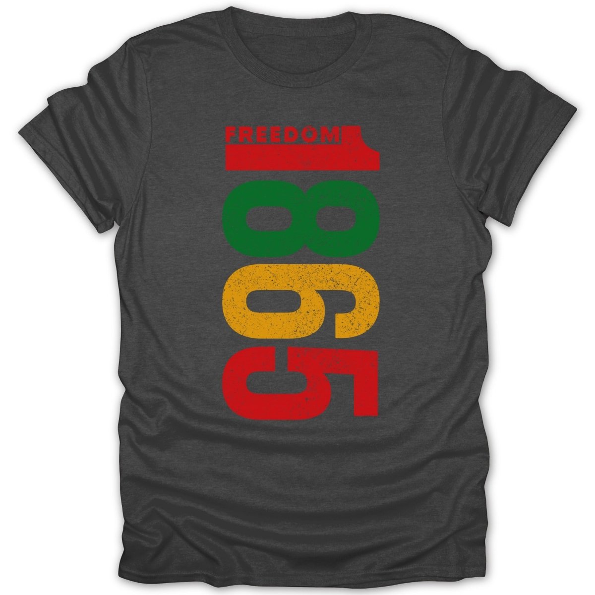 T-shirt with the number 1865 in red, green, and yellow.