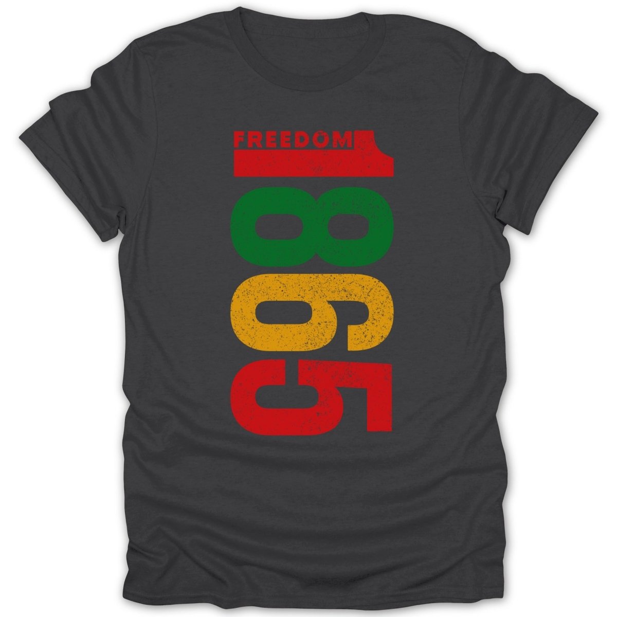 Dark t-shirt with large "1865" in red, yellow, and green.