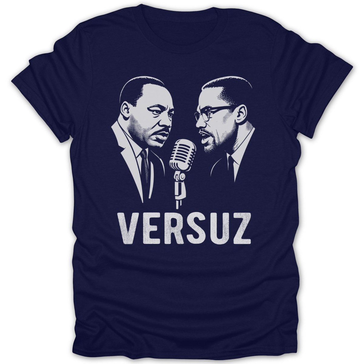 Martin Luther King Jr. and Malcolm X facing each other with a microphone and "VERSUZ" text.