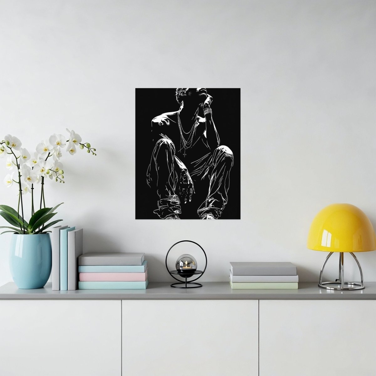Minimalist Sitting Man Line Art Graphic Decorative Poster - Zion Threadz