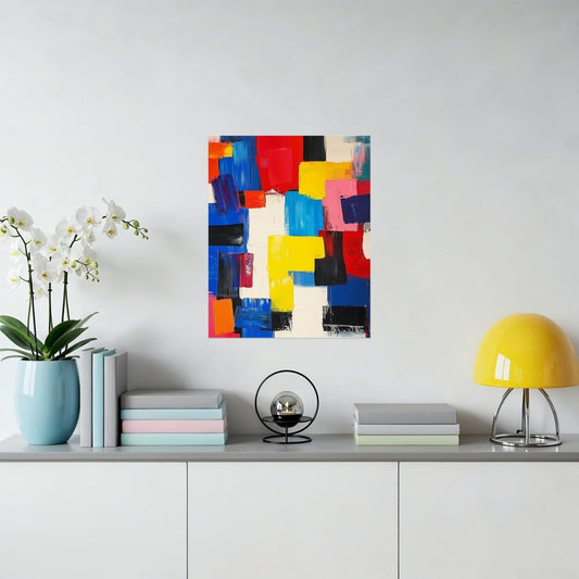 Modern Abstract Art Colors Square Block Design Poster - Zion Threadz