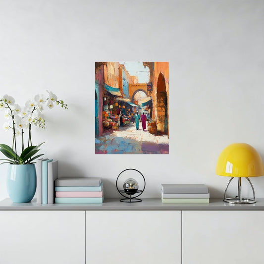 Moroccan Market Scene Colorful Artwork Vibrant Urban Poster - Zion Threadz