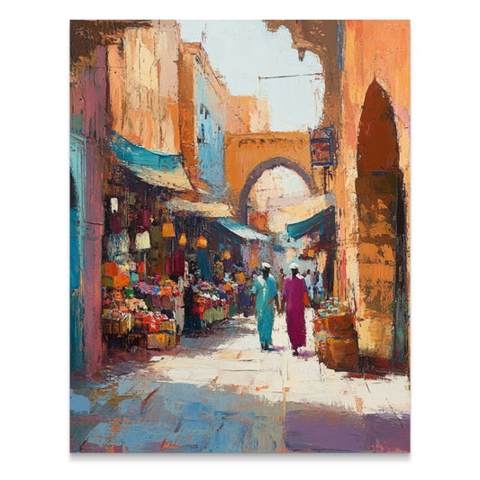 Moroccan Market Scene Colorful Artwork Vibrant Urban Poster - Zion Threadz