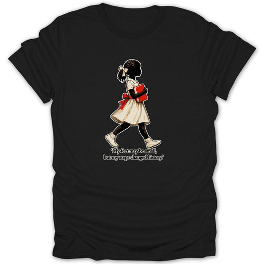 Black t-shirt featuring a silhouette of a girl with a book, with text.