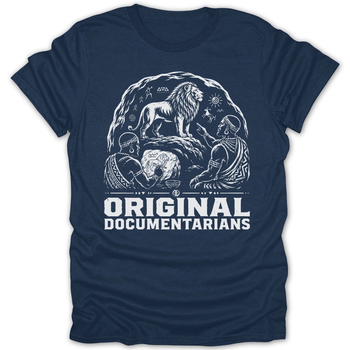 White graphic of a lion and two people, with text "ORIGINAL DOCUMENTARIANS".