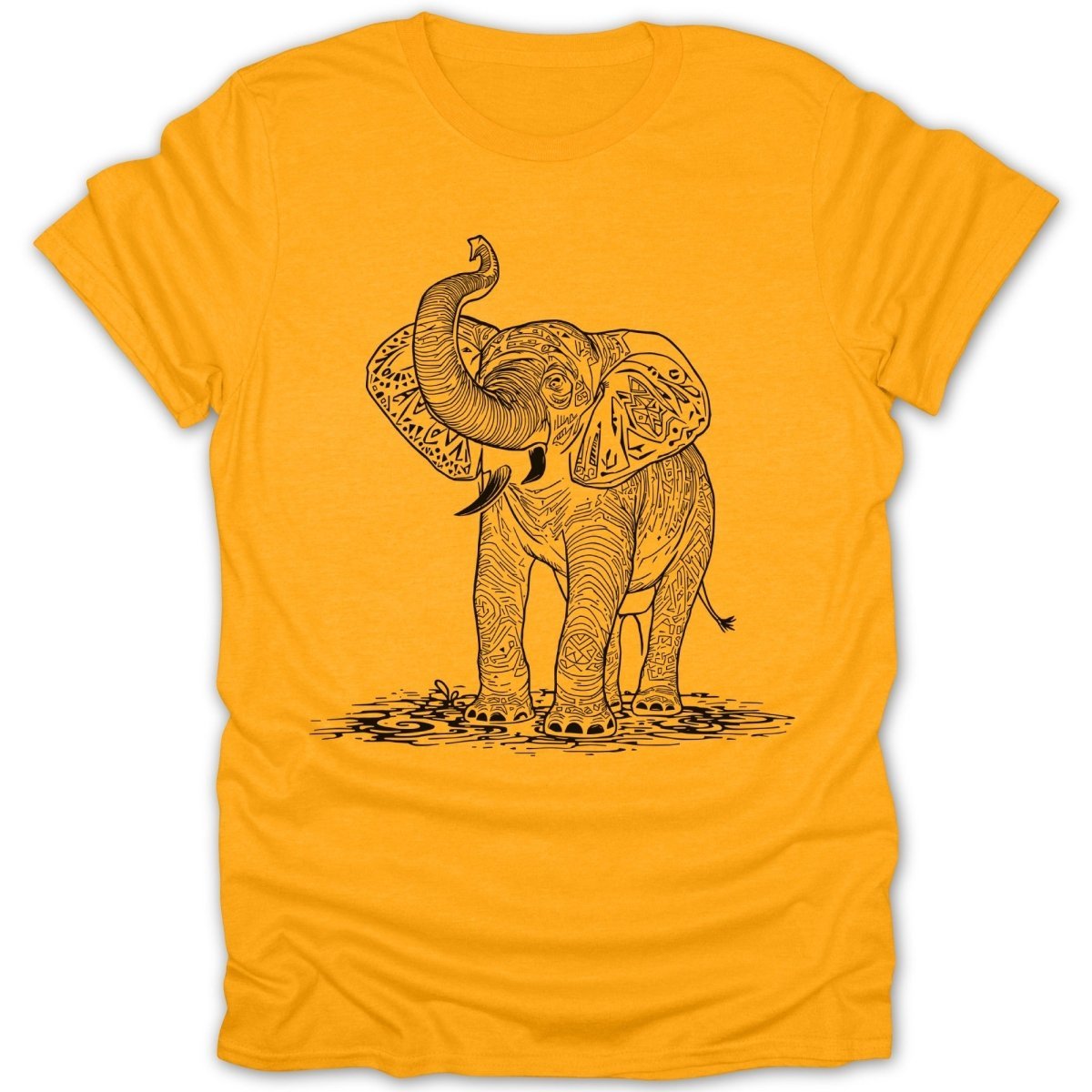 Ornate Elephant Line Art Tee - Zion Threadz