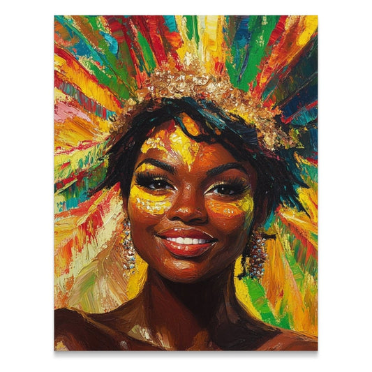 Portrait with Radiant Headdress Colorful Fine Art Poster - Zion Threadz