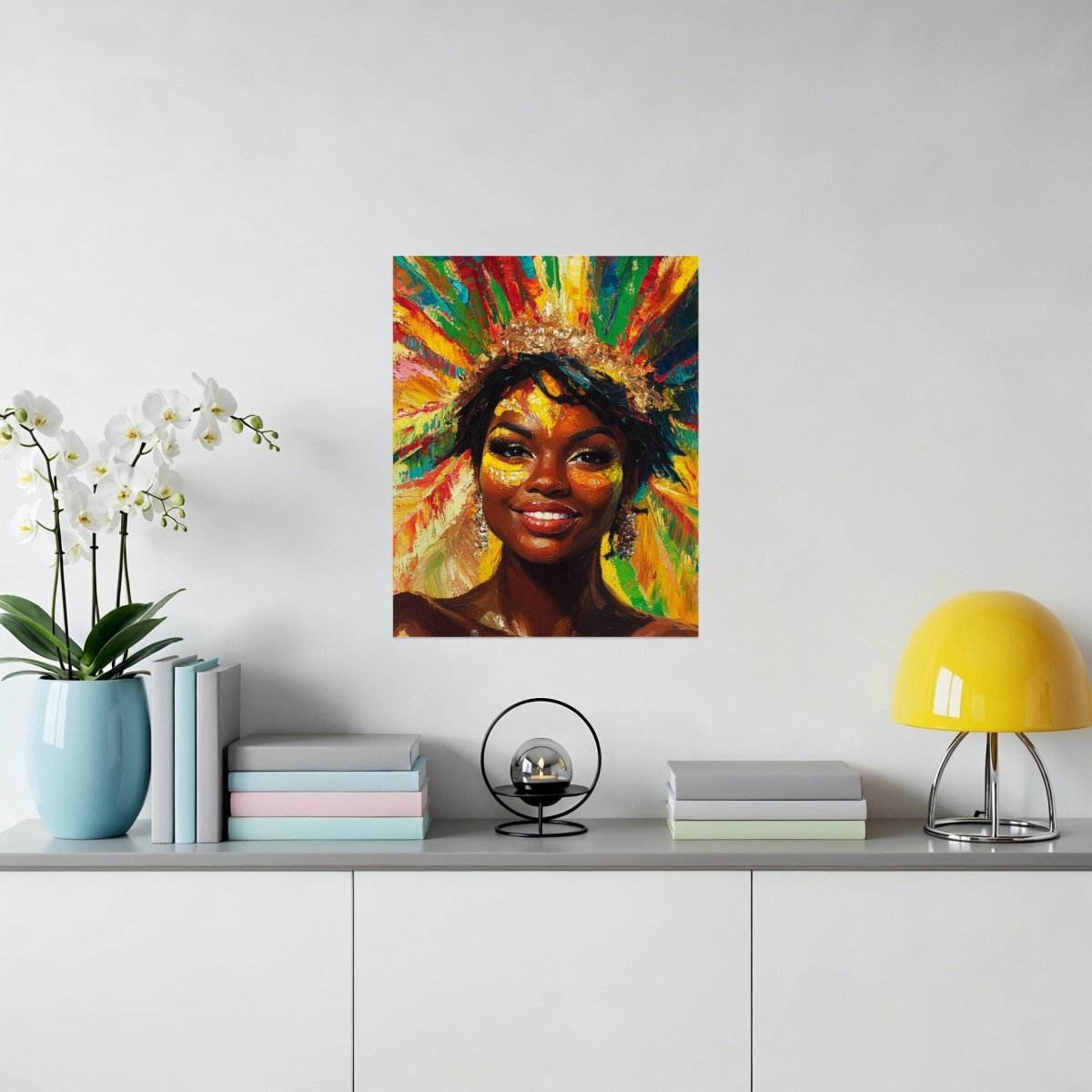Portrait with Radiant Headdress Colorful Fine Art Poster - Zion Threadz