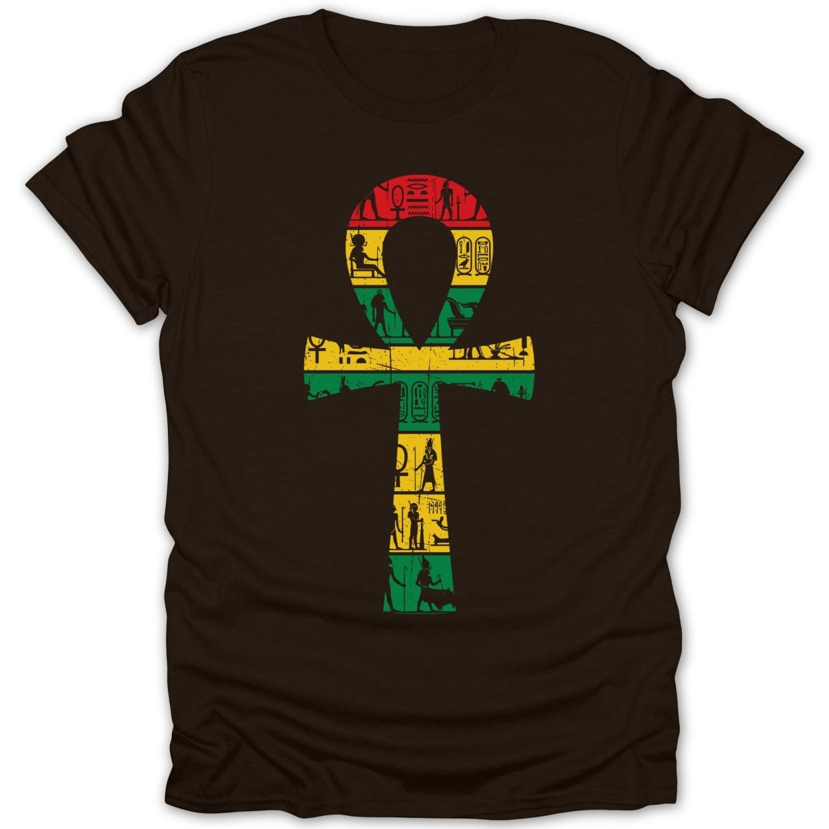 Rasta Egyptian Ankh With Hieroglyphs Tee - Zion Threadz