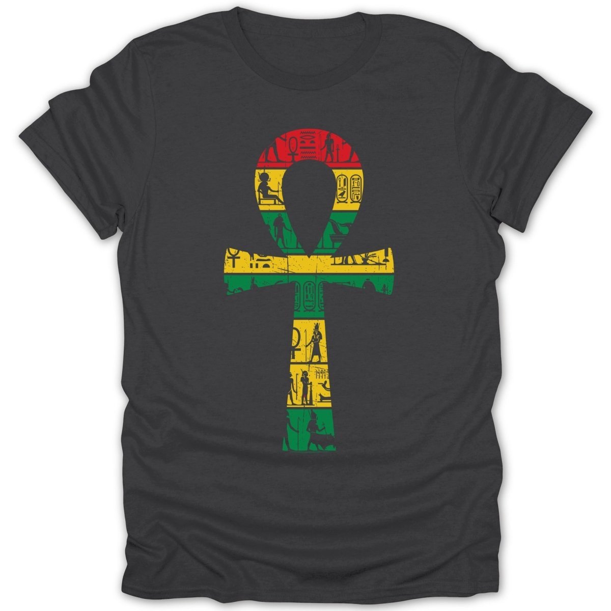 Rasta Egyptian Ankh With Hieroglyphs Tee - Zion Threadz
