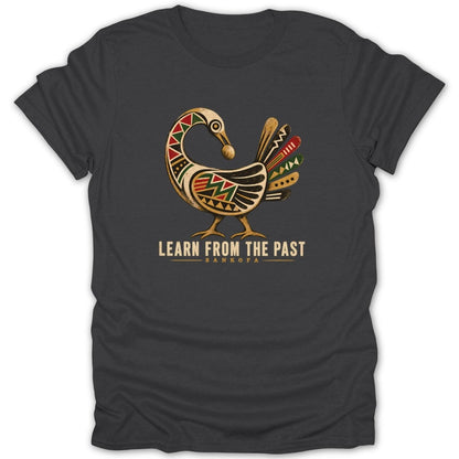 Sankofa bird graphic with text "LEARN FROM THE PAST".