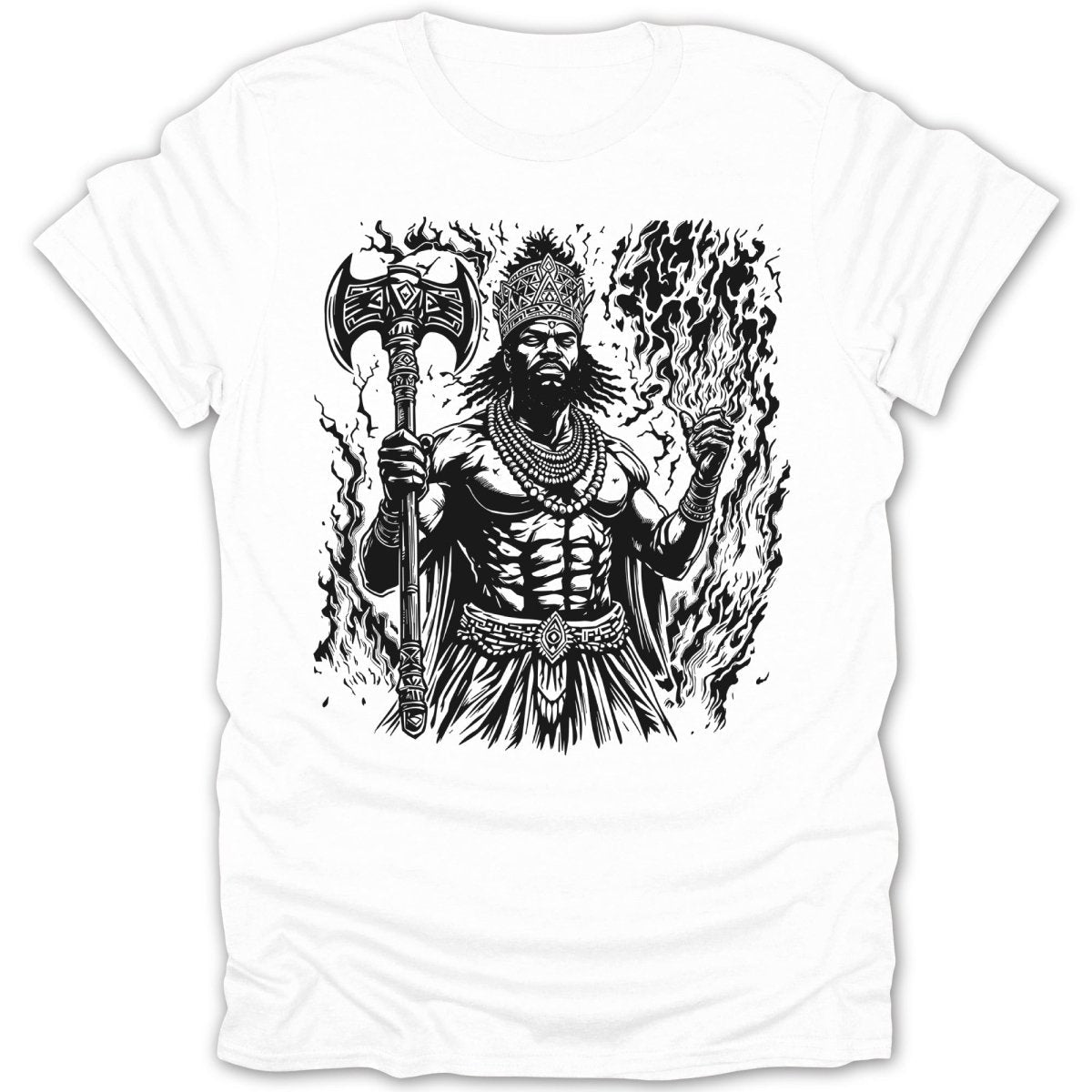Shango God Of Thunder Yoruba In Black Tee - Zion Threadz