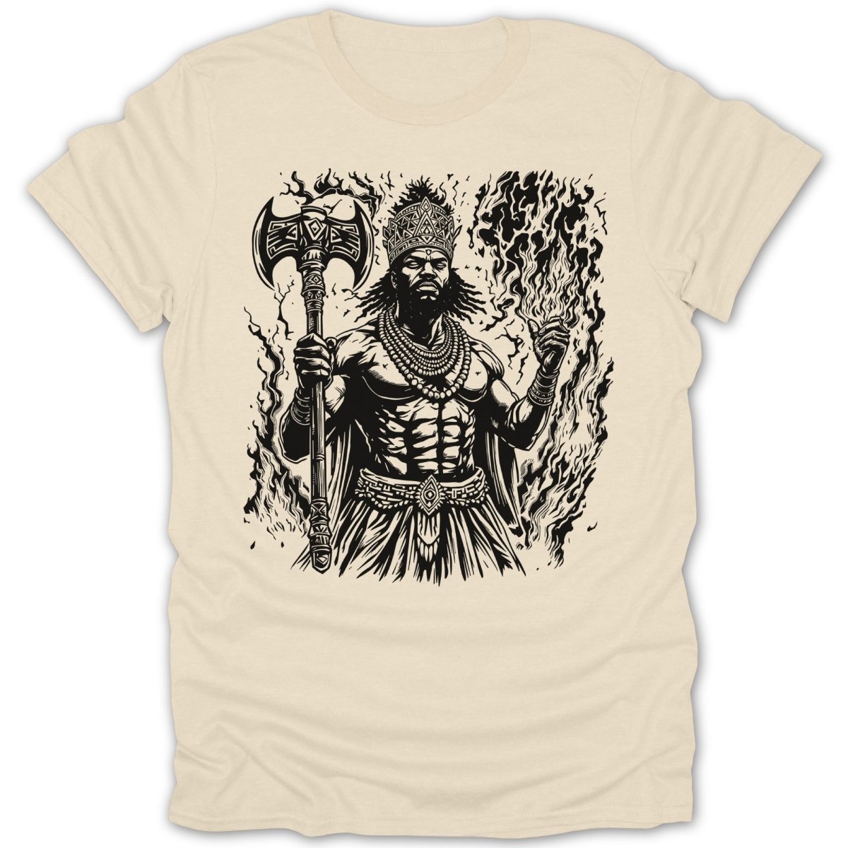Shango God Of Thunder Yoruba In Black Tee - Zion Threadz