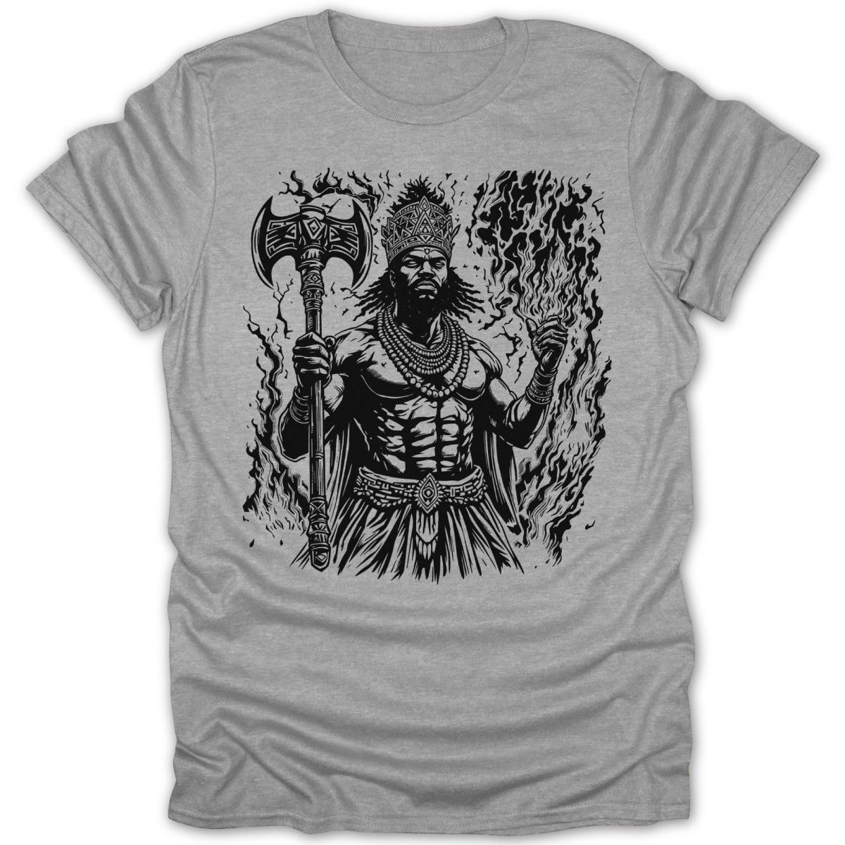 Shango God Of Thunder Yoruba In Black Tee - Zion Threadz