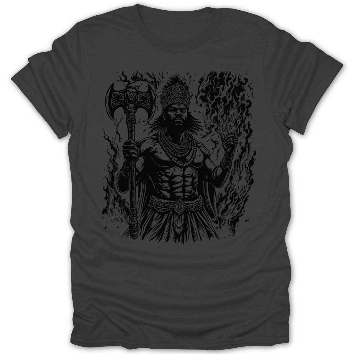 Shango God Of Thunder Yoruba In Black Tee - Zion Threadz