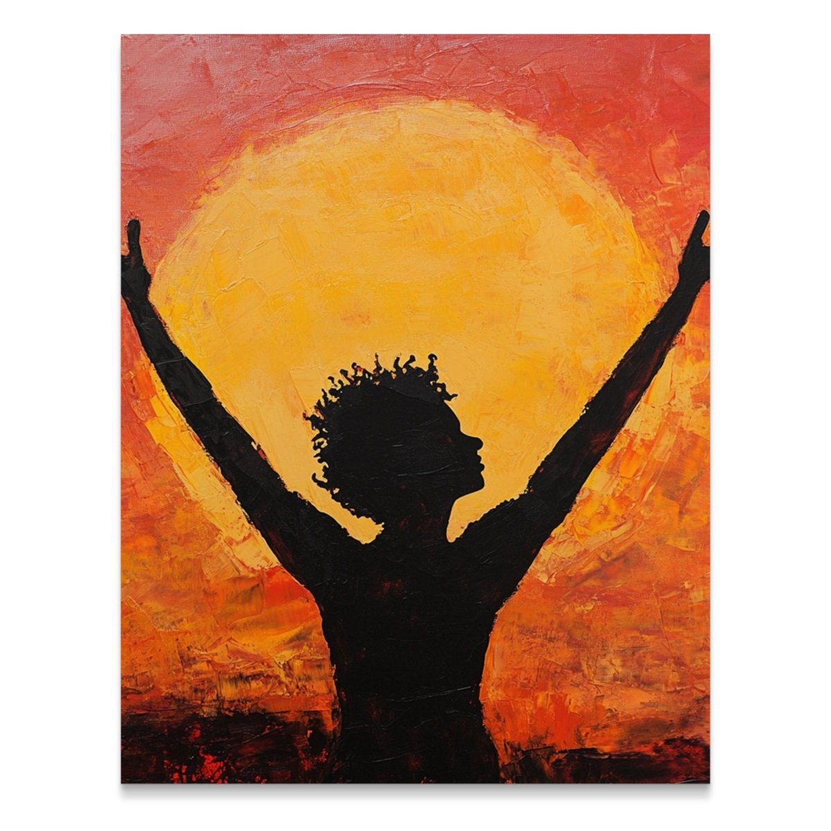 Silhouette Figure Under Yellow Sun Modern Graphic Poster - Zion Threadz