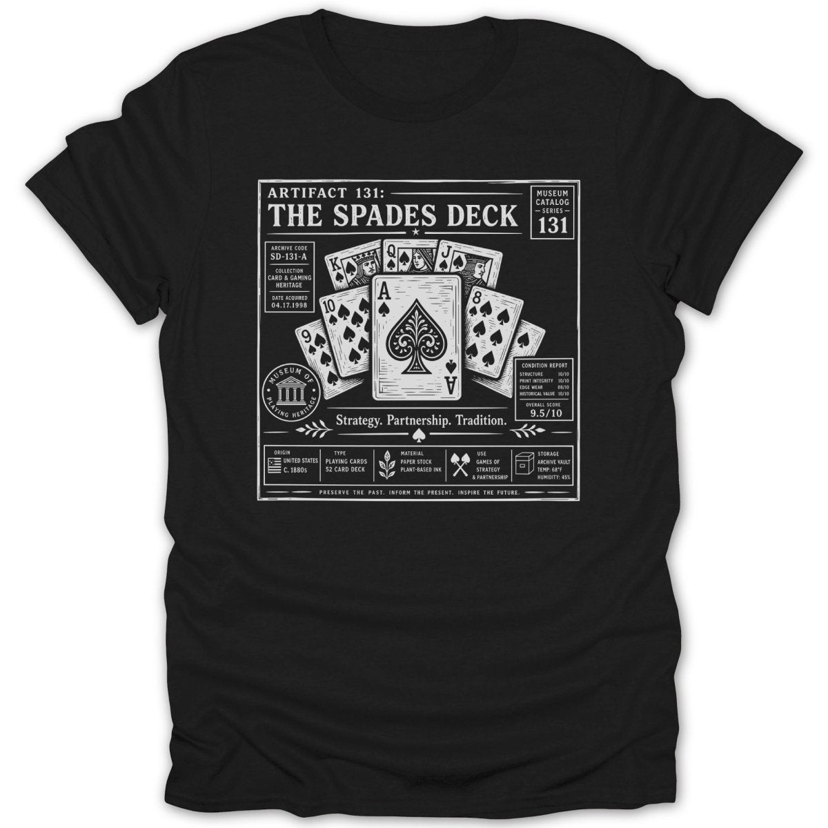 "The Spades Deck" artifact information with playing cards, museum details, and condition report.