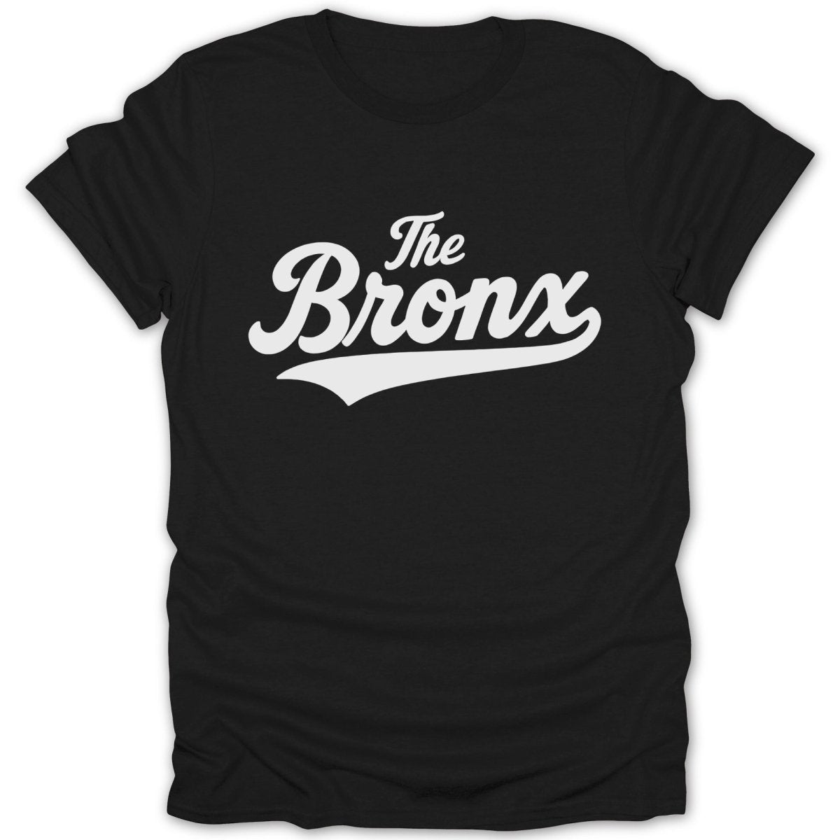 Black t-shirt with white "The Bronx" text in script font