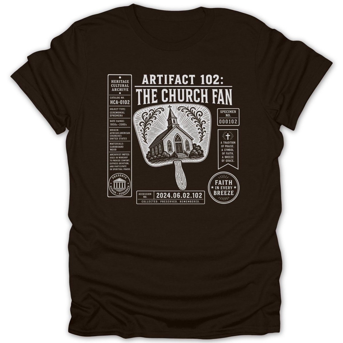 Artifact 102: The Church Fan graphic with church illustration and text.
